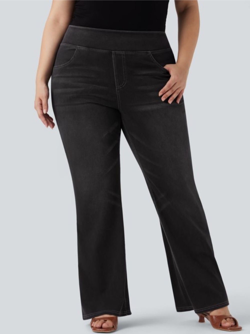 NWOT HALARA Black Flare Stretch Jeans XXL